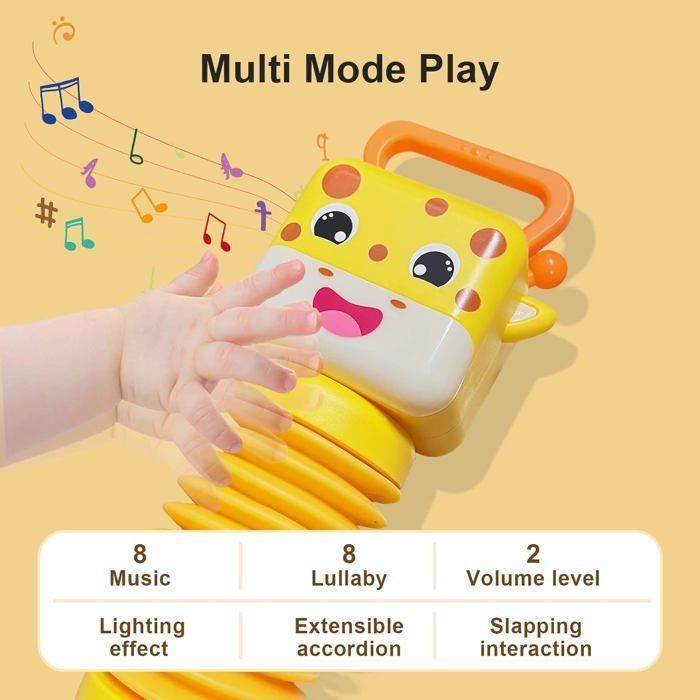 Musical Toy for 1-Year-Olds, Accordion Giraffe with 16 Sound Effects, Baby Development Toy