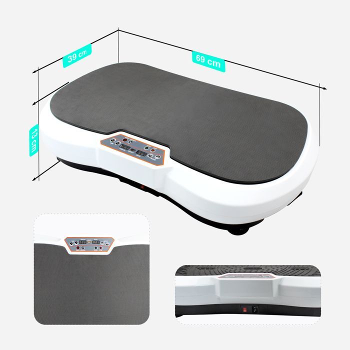Plataforma vibratoria y oscilante Sotech - Blanca - 180 niveles - Control remoto - 69 x 39 x 13 cm