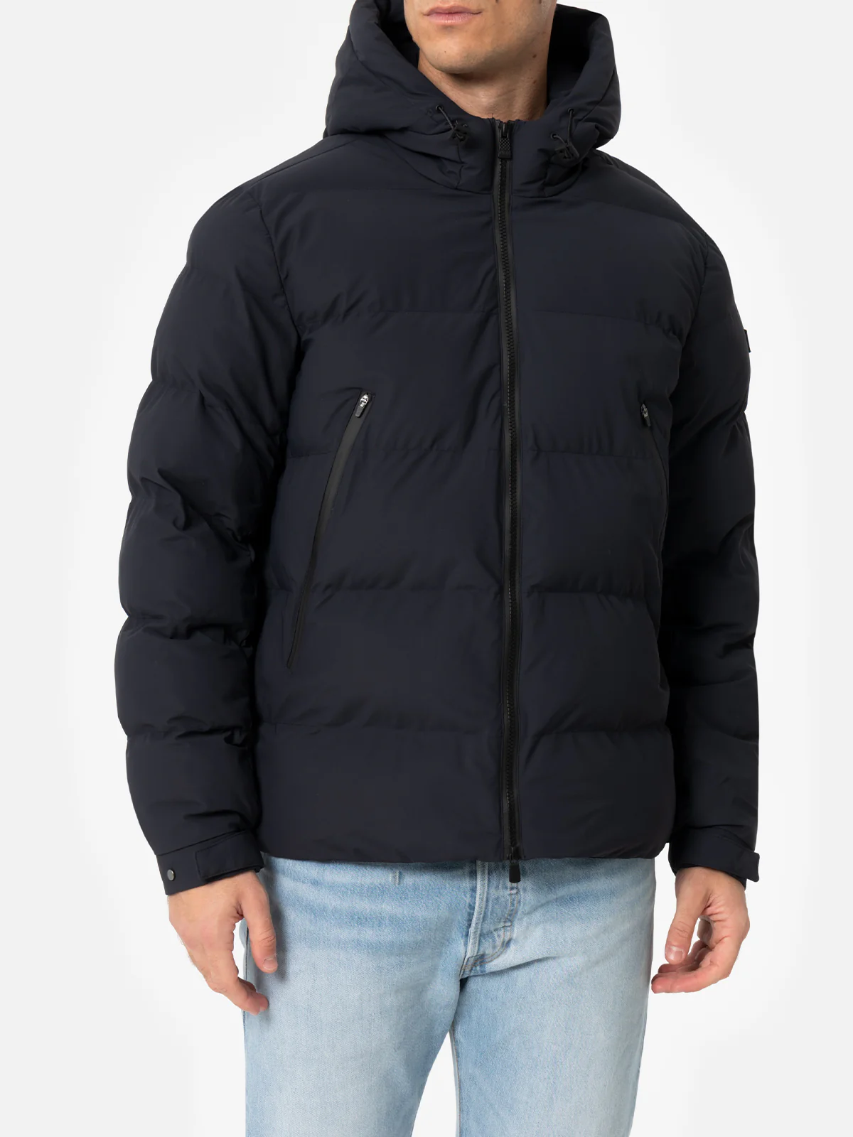 Chaqueta de plumas con capucha azul marino para hombre de Maier