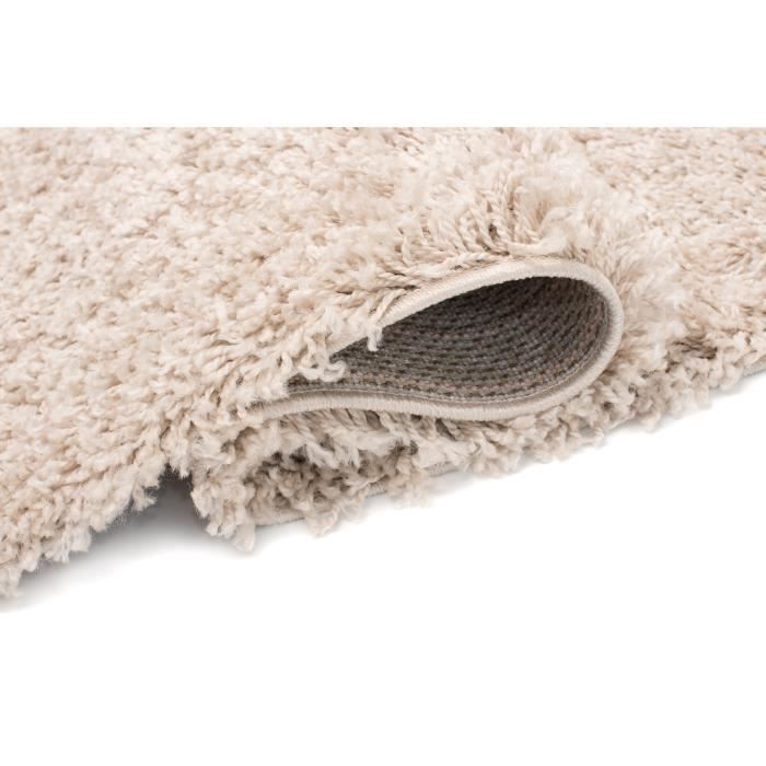 Tappeto TAPISO Shaggy per soggiorno, pelo lungo, ESSENCE, beige scuro, tinta unita, polipropilene, per interni, 140x200 cm