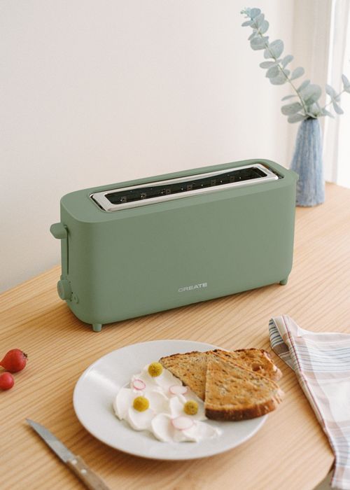Tostapane - Create - 750W - 6 livelli di doratura - Verde salvia - Sicurezza