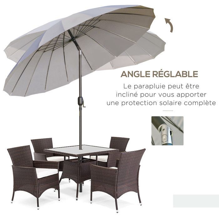 Outsunny - parasol - Métal - 250x250x240cm - Gris clair