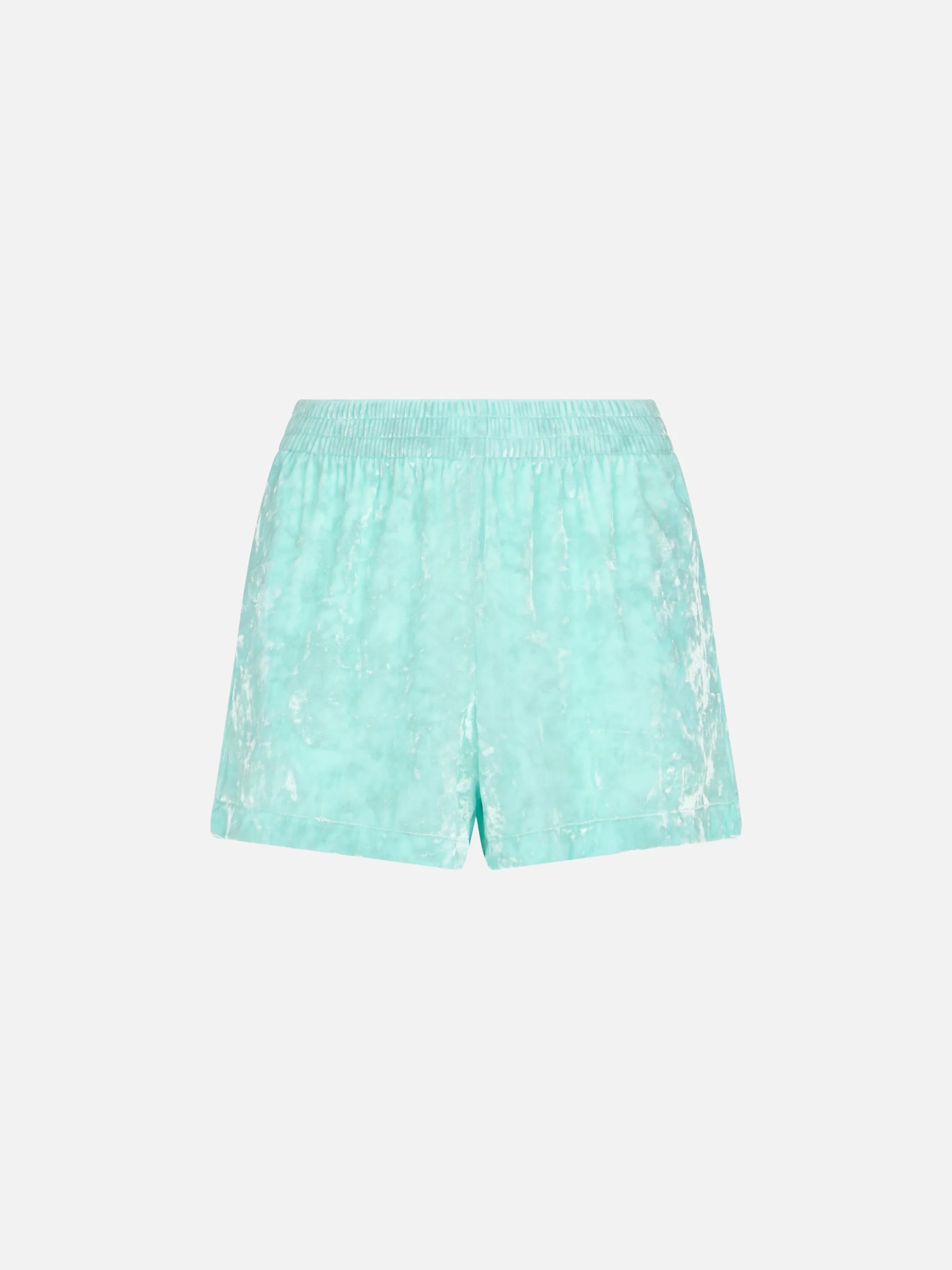 Cate dames shorts van chenille in aquagroen