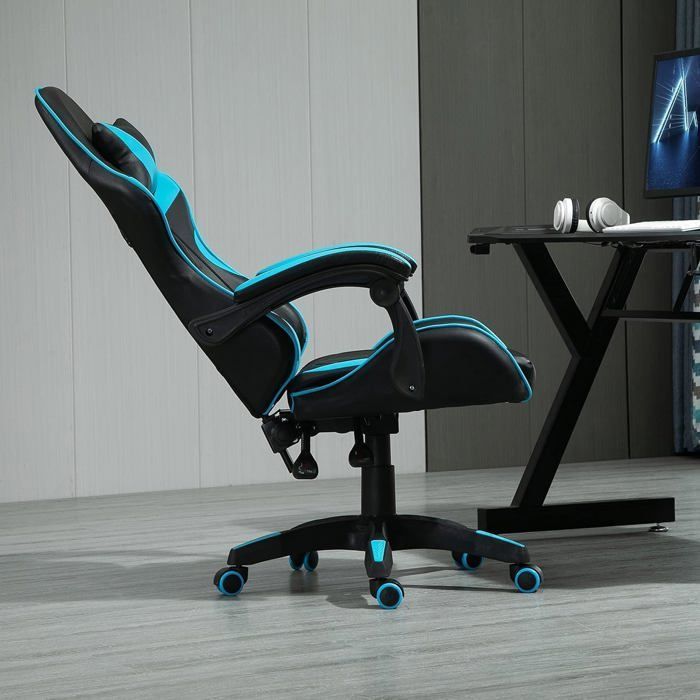 Silla de oficina giratoria ergonómica MCC Direct, silla para videojuegos, azul