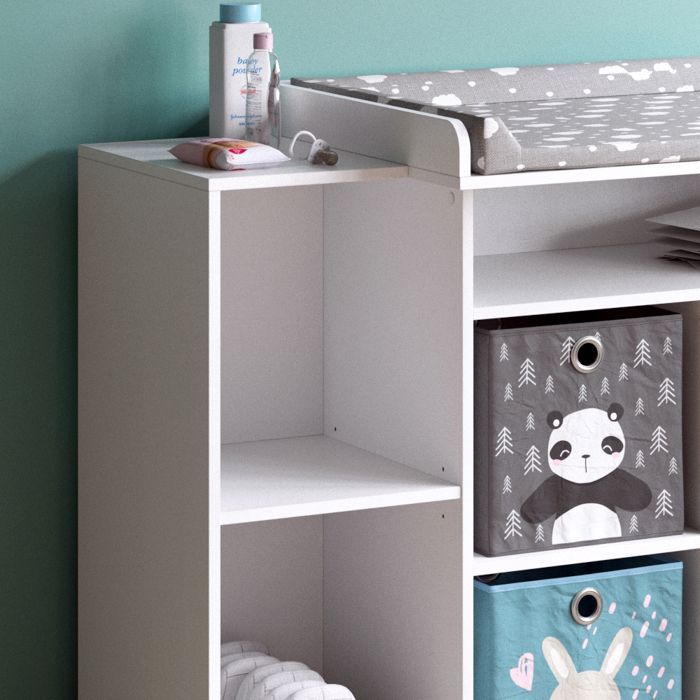 Trocador Oskar 113x100cm com prateleiras abertas, Branco, Vicco 37275