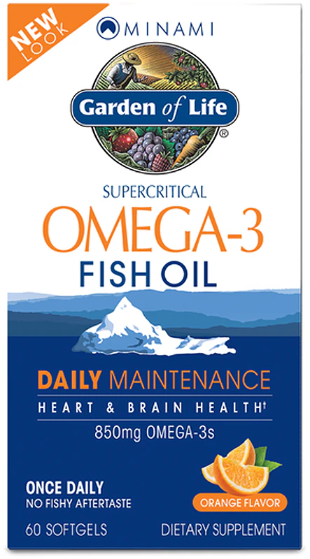 Cápsulas gelatinosas de óleo de peixe ômega-3 Garden of Life Minami para o bom funcionamento do sistema nervoso.