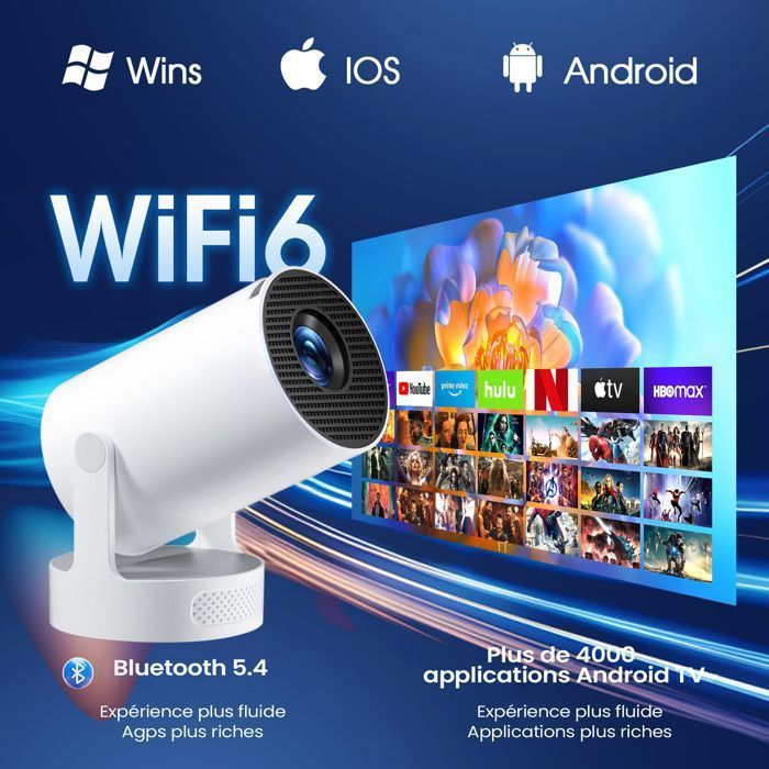 Proyector AIMIUVEI - Mini proyector portátil - Full HD 1080P - Wi-Fi 6 - Bluetooth 5.4