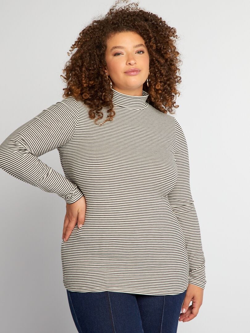 Geribbelde coltrui - BEIGE