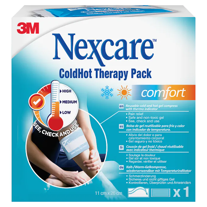 Nexcare ColdHot Therapy Pack Comfort, Zimno-ciepły okład żelowy wielokrotnego użytku, 11x26cm