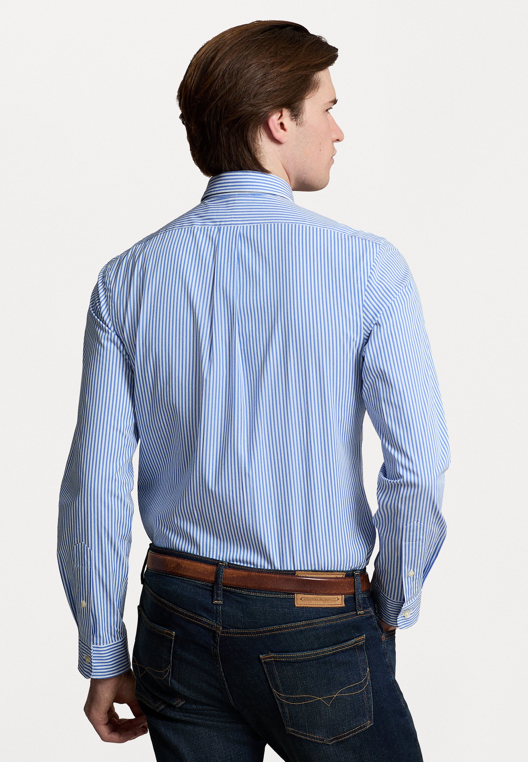 Polo Ralph Lauren Slim Fit gestreiftes Stretch-Popeline-Hemd – Hemd – Hellblau/Weiß