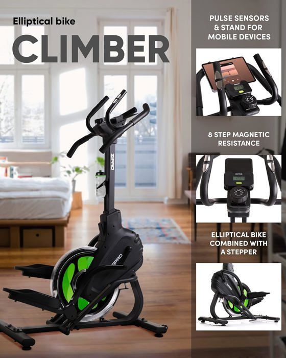 Zipro Crosstrainer Climber, ellittica fino a 120 kg, attrezzatura per allenamento cardio domestico, macchina per il fitness