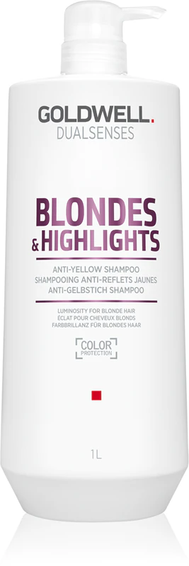 Shampoo Goldwell Dualsenses Blondes & Highlights para cabelos loiros que neutraliza os tons amarelados.