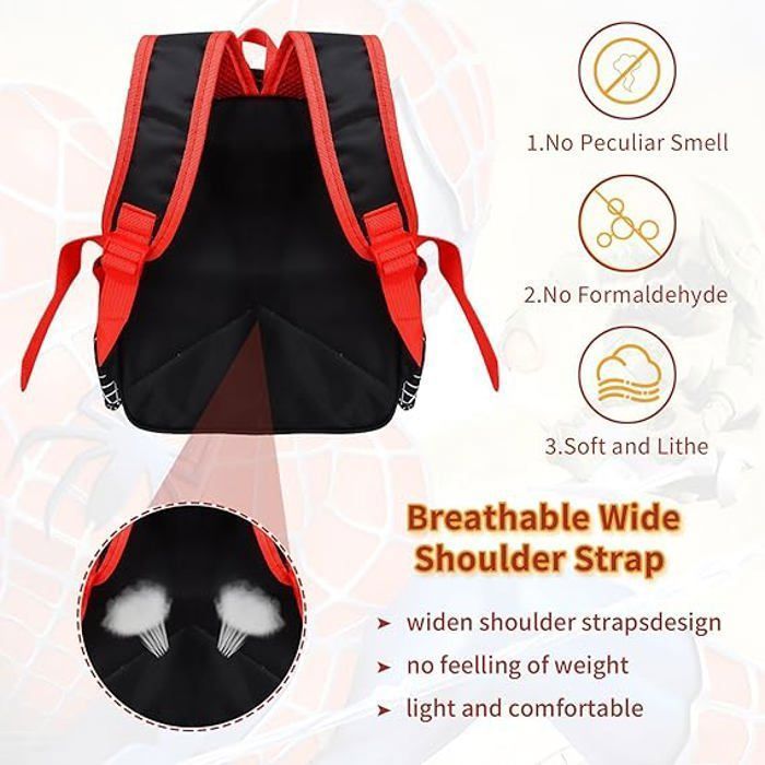 Kinderrugzak, schooltas, basisschooltas voor meisjes, grote capaciteit, 3D-design, rood