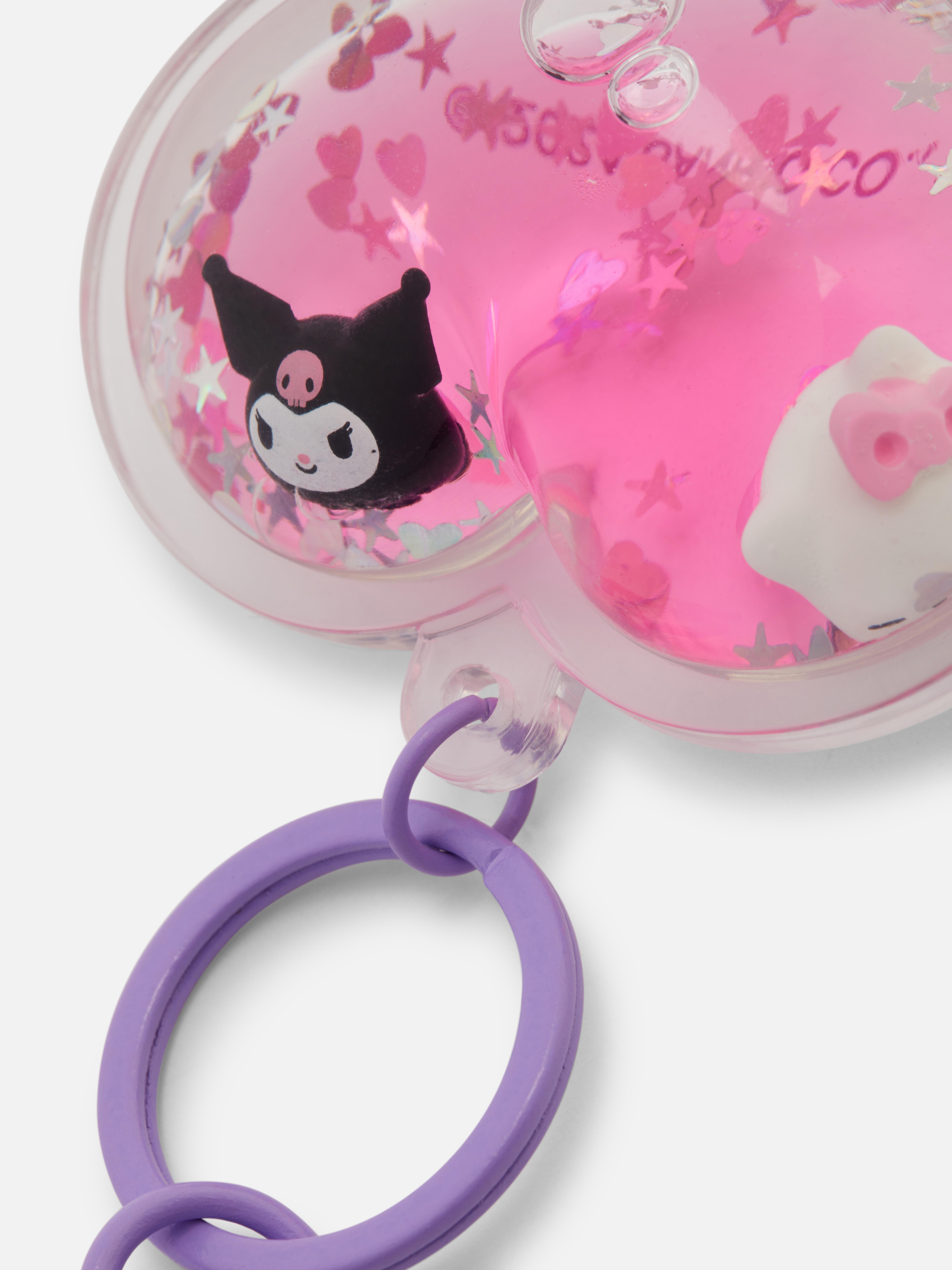 Hello Kitty táskacímke Szív alakú Hello Kitty táskacímke lebegő flitterekkel
