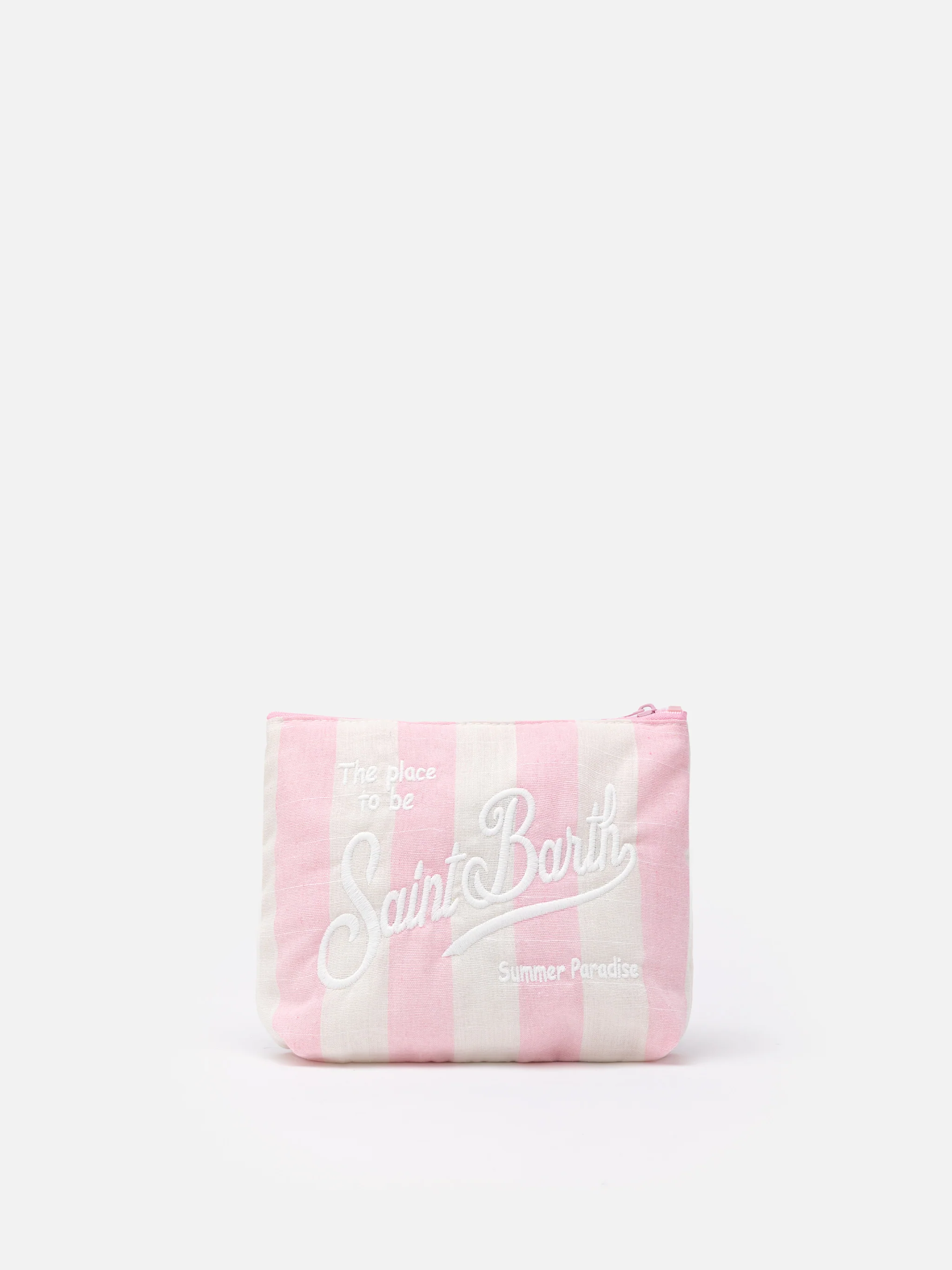 Τσάντα clutch Aline από απαλό βαμβάκι και λινό με ριγέ τύπωμα