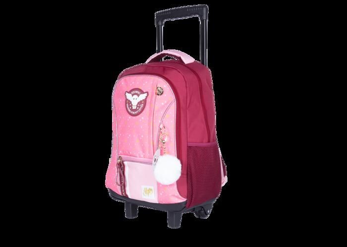 Harry Potter Hedwig rolling backpack - 2 compartments - Two-tone Burgundy and Pink - Zipped front pocket