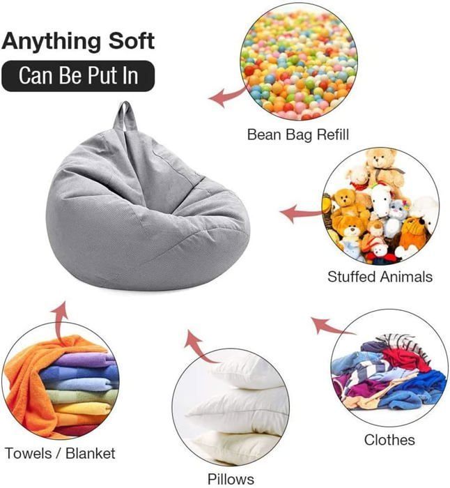 Pouf Poire Adulte 100x120cm sans Remplissage - Housse de Pouf Poire - Enfants Fauteuils Poire pour Salon - Gris Foncé