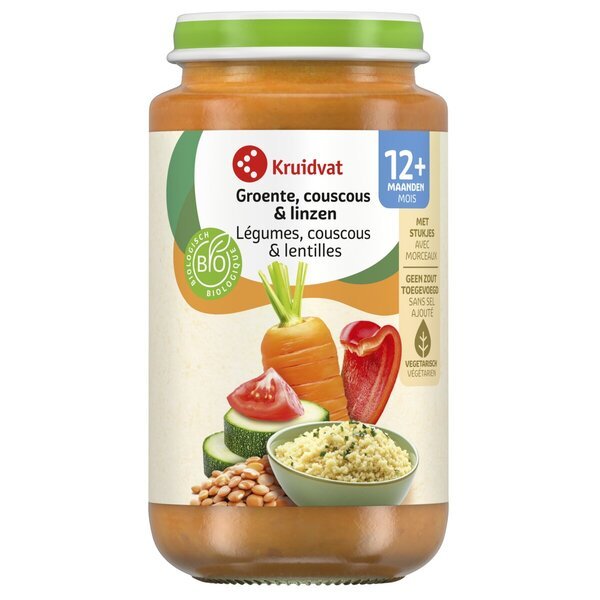 Kruidvat 12+M Organsko brašno od povrća, kus-kusa i leće<br>250g