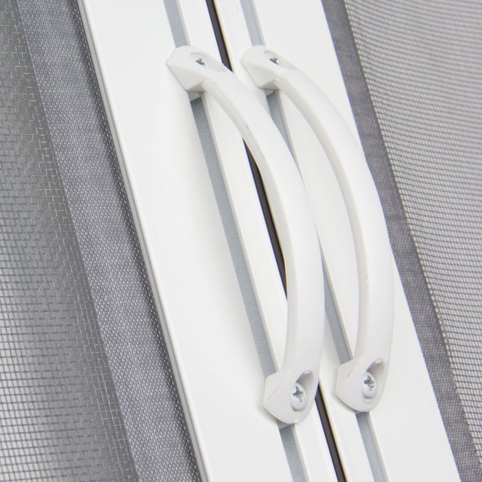Mosquitera doble para puerta de patio - 240 x 230 cm - Aluminio gris RAL7038 - Recortable - Enrollable - A prueba de insectos