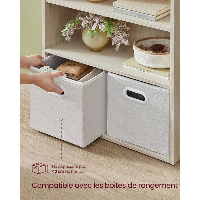 VASAGLE Boekenkast, 6-laags open schapunit, 24 x 60 x 178,5 cm, voor woonkamer, kantoor, beige