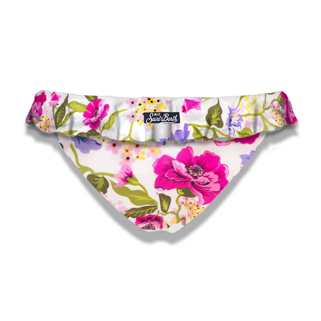 Meisjeszwembroekje met ruches en bloemenprint