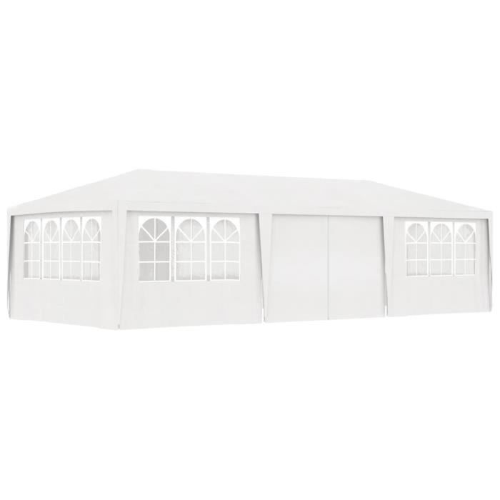 HOT•8728 Tente de réception - Tonnelle de jardin avec parois latérales 4x9 m Blanc 90 g-m², Haut de gamme