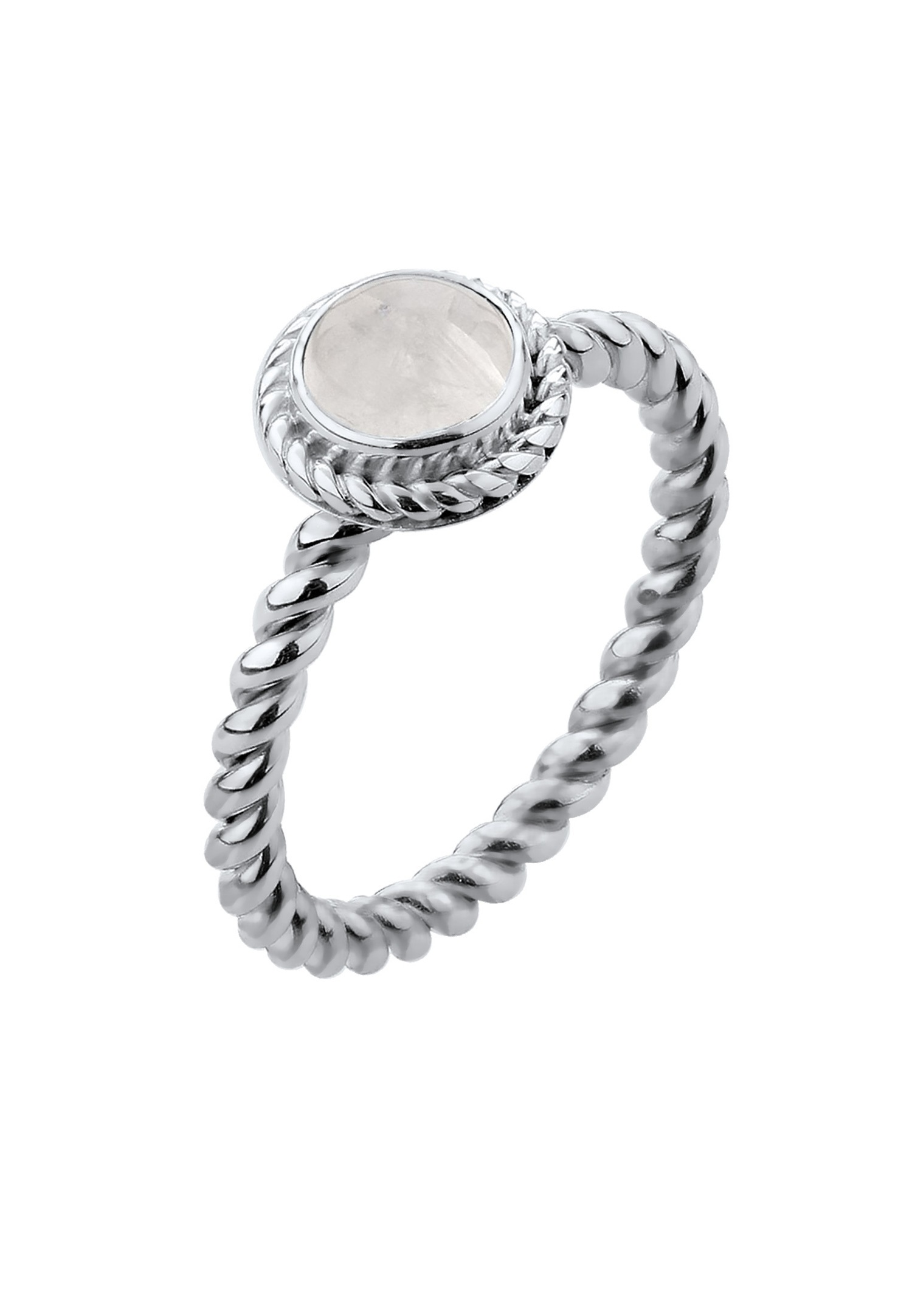 Nenalina Femmes Solitaire Torsadé avec Pierre de lune précieuse blanche en argent sterling 925