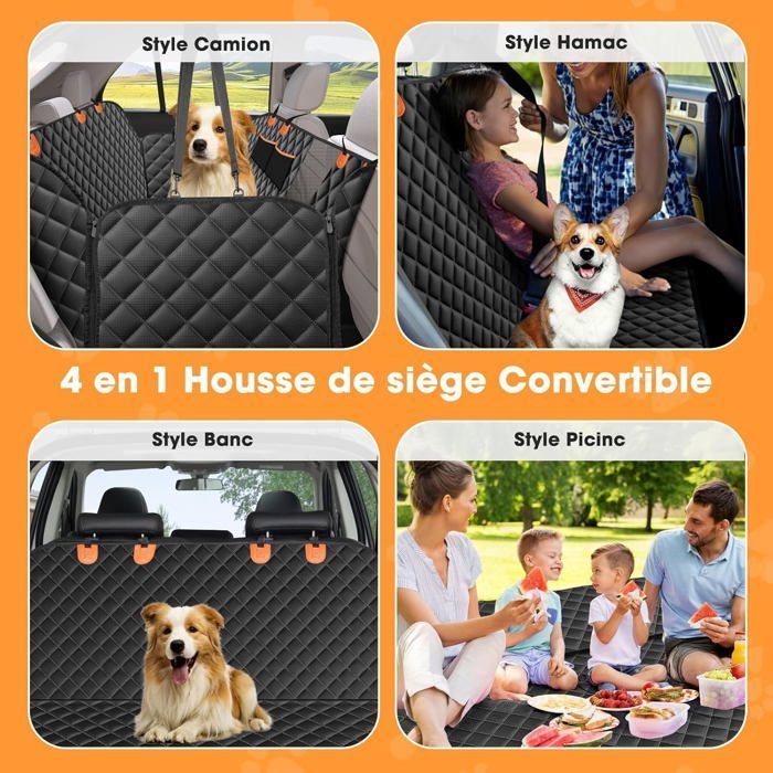 Coprisedile per auto per cani - ULISEM - Antiscivolo - Impermeabile - Finestra in rete - Tasca portaoggetti