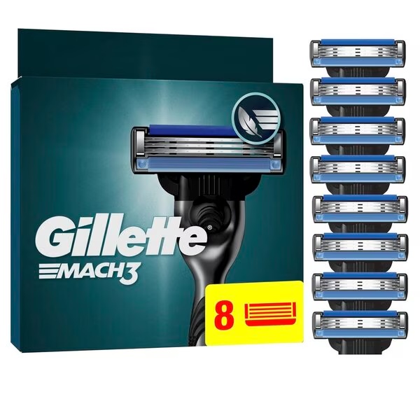 Gillette Mach3 bāzes skuvekļa asmeņi<br>8 gab.