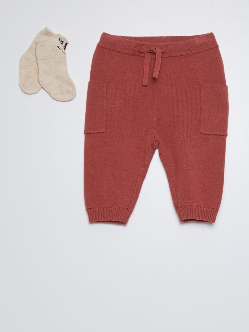 Joggingbroek met opgestikte zakken + sokken - ROOD