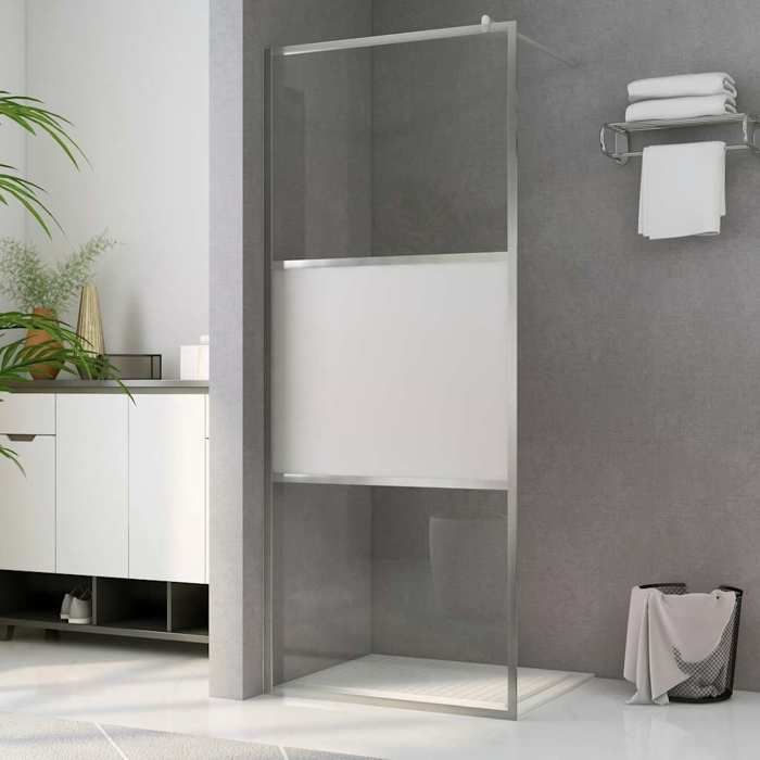 vidaXL Mampara de ducha a ras de suelo, cabina de ducha, separador de ducha, baño, interior del hogar, vidrio ESG semiesmerilado 146640