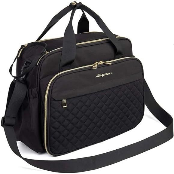 Bolso cambiador para bebé, bolso cambiador de hombro, bolso cambiador para mamás y papás, negro, mediano
