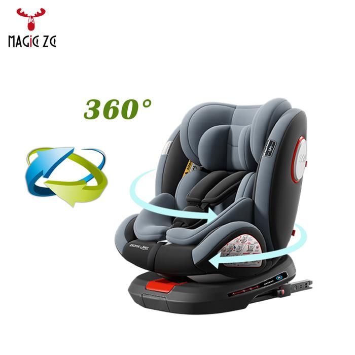 Silla de coche infantil giratoria Magic ZC Isofix - Fácil instalación - 0-12 años 36 kg - ECE R129 - C007 Gris
