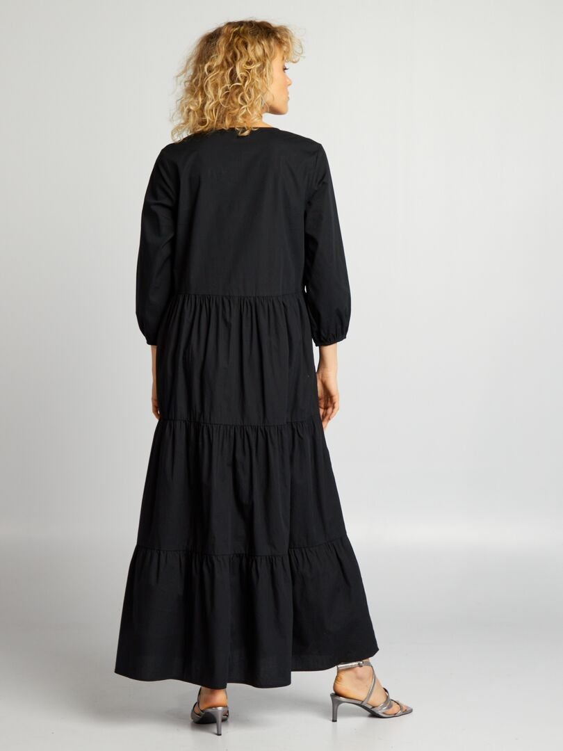 Lange jurk met lange mouwen - zwart