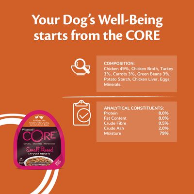 Ração úmida Wellness Core Small Adult Savary Medleys Farmer Selection para cães
