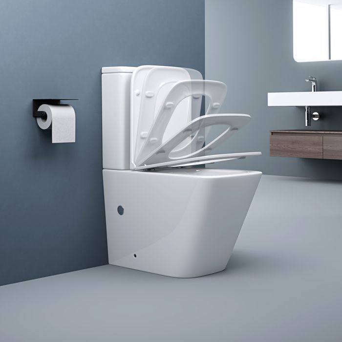 Inodoro de cerámica Sogood WC de pie, blanco, con cisterna y asiento de cierre suave, Stand112T
