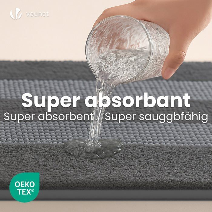 Alfombrilla de baño antideslizante de microfibra tipo chenilla VOUNOT® 50x80cm Gris