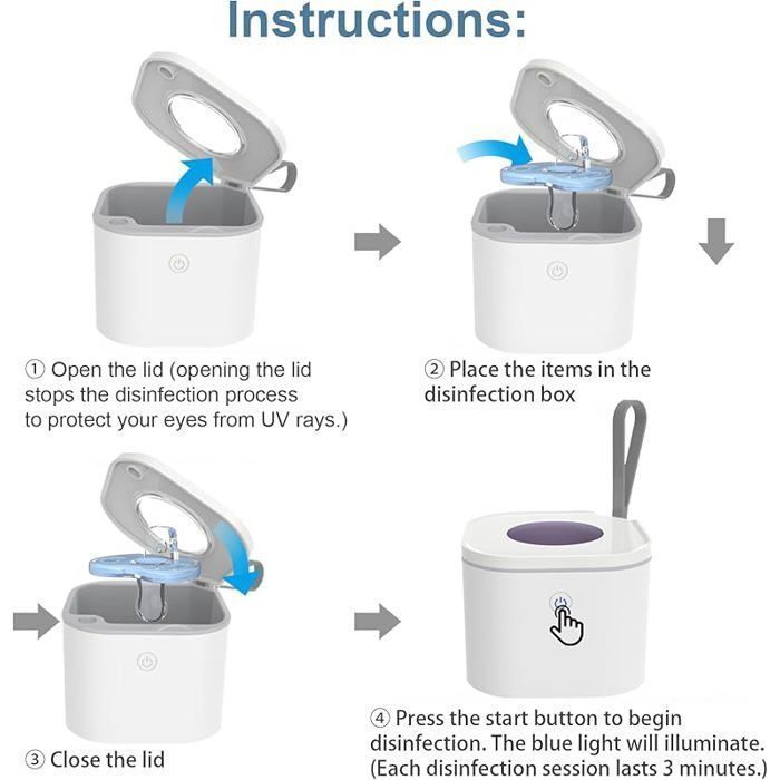 Stérilisateur de biberon UV portable pour bébé, 70 utilisations par charge, stérilise tétines et accessoires de tétine