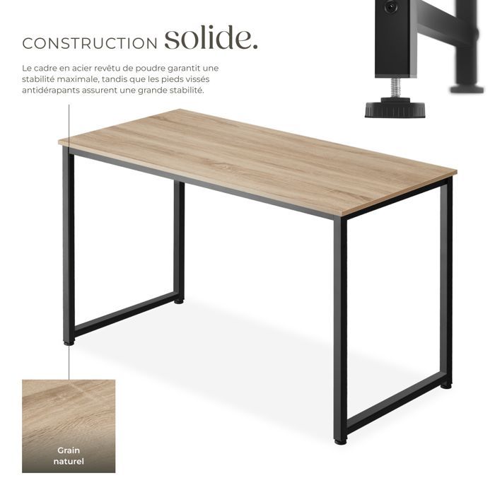 Desk - TECTAKE - FLINT desk in wood and steel 59 x 140 x 76.5 cm - Light wood