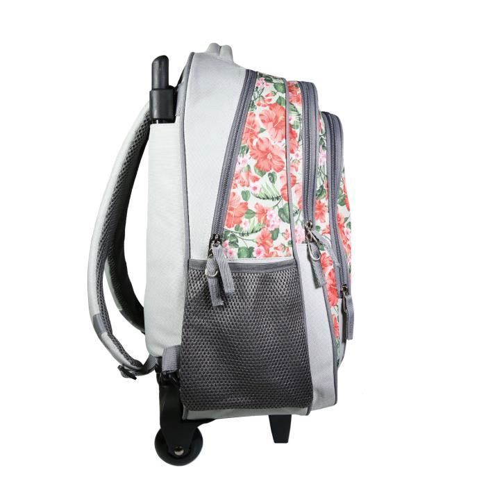 BAGTROTTER Sac à dos à roulettes Offshore Grise Fleurs