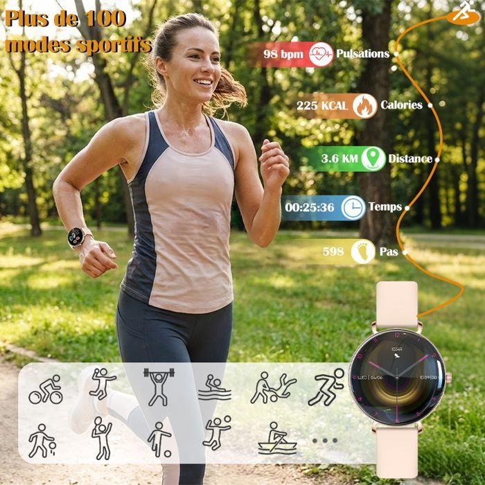 Reloj inteligente para mujer - WENZYLIQUOX - Pantalla AMOLED de 1,27