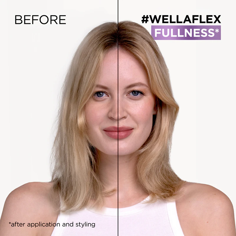 Mousse capilar Wella Wellaflex Fullness Volume com fixação muito forte.