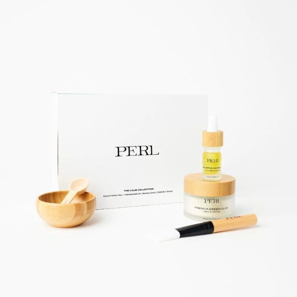 PERL Cosmetics Fransk grønn leirmaske og beroligende maskeoljesett