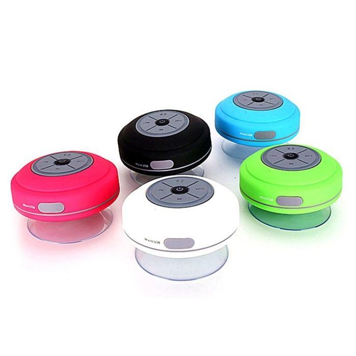 Enceinte Bluetooth Waterproof Mini Avec Lumière LED Radio FM Subwoofer Carte TF Ventouse Blanc YONIS