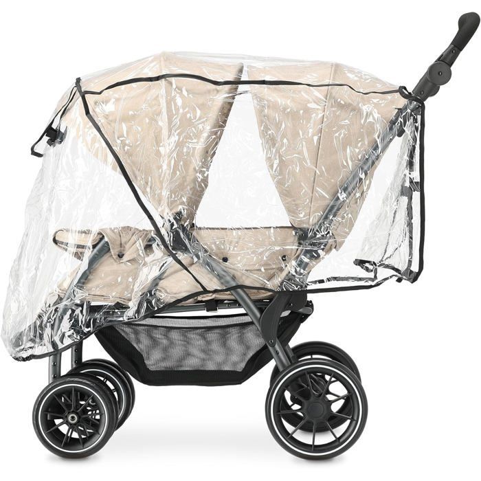 Poussette Double Tandem pour Enfants - Harnais 5 Points Réglable - Adapté jusqu'à 4 Ans en Nougat