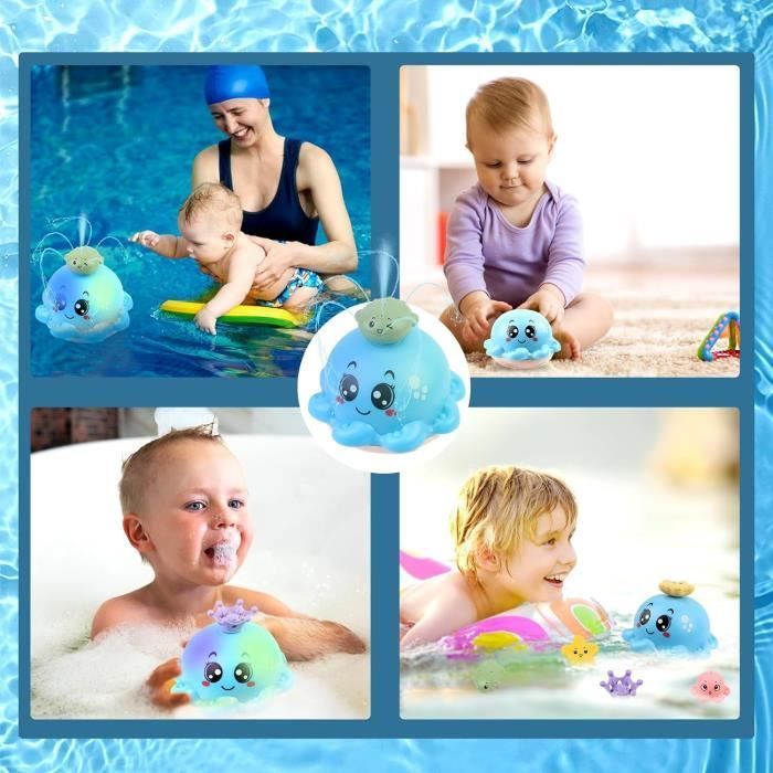 Juguetes de baño para bebés - Juegos de baño para bebés y niños de 1, 2, 3 y 4 años - Juguete rociador de agua con forma de pez