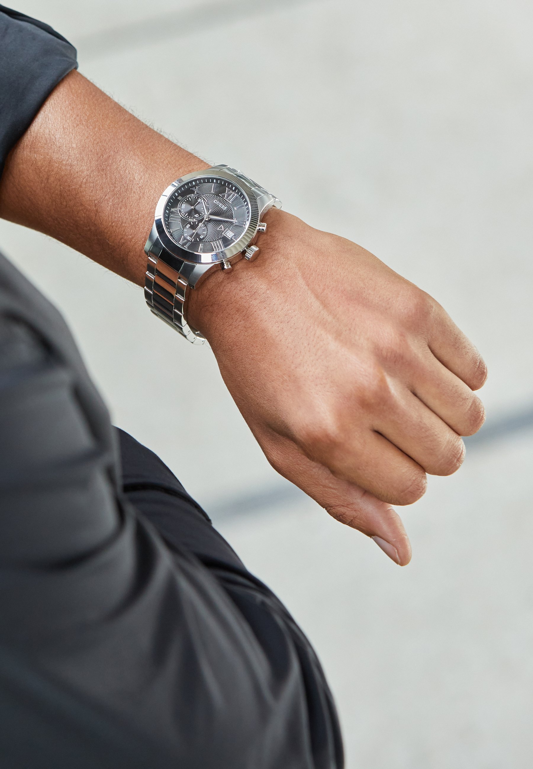Guess ATLAS - Chronograafhorloge - zilverkleurig/zwart