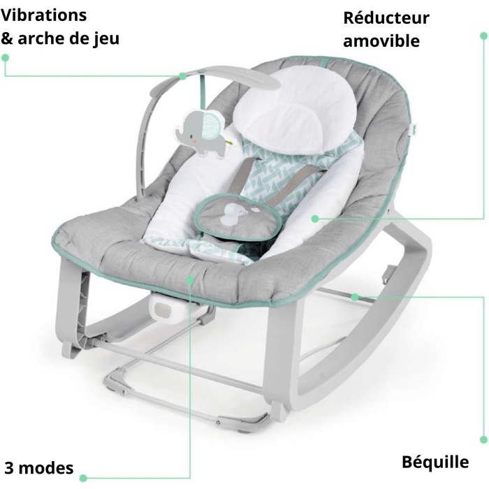 INGENUITY Keep Cozy Weaver 3-standen converteerbare babywieg/schommelstoel: babycadeau, 0 maanden tot 18 kg