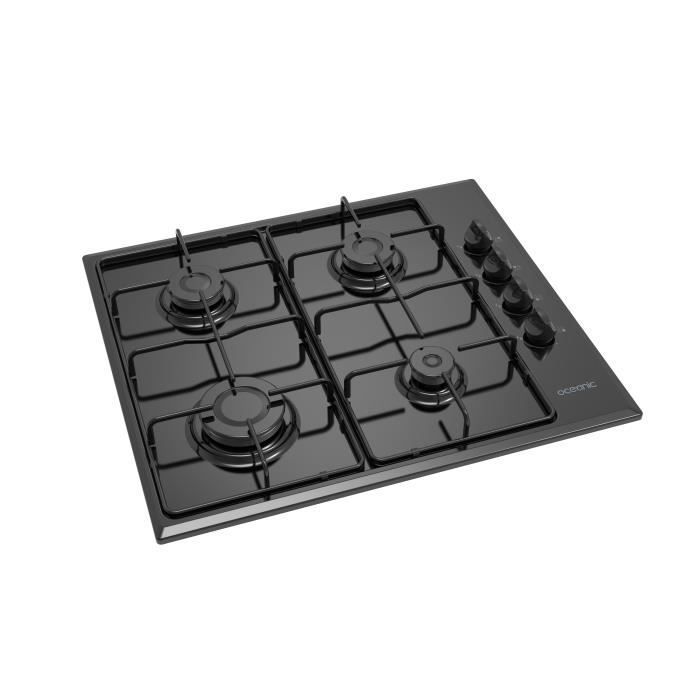 Placa de gas OCEANIC de 4 quemadores - Esmalte negro