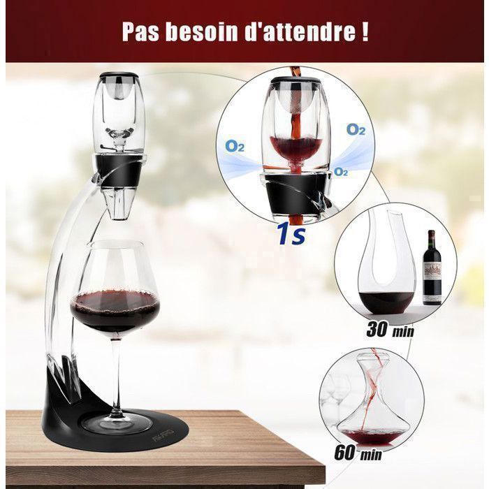 AIKARO - Aireador de vino, decantador de vino con filtro, soporte y sacacorchos (kit)